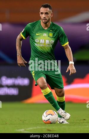 Brazilian football player Renato Soares de Oliveira Augusto, or simply Renato Augusto, of Beijing Sinobo Guoan F.C. keeps the ball during the third-round match of 2020 Chinese Super League (CSL) against Tianjin TEDA F.C., Suzhou city, east China's Jiangsu province, 6 August 2020. Tianjin TEDA F.C. was beaten by Beijing Sinobo Guoan F.C. with 1-3. Stock Photo