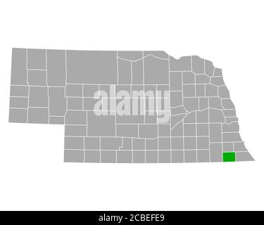 Map of Pawnee in Nebraska Stock Photo