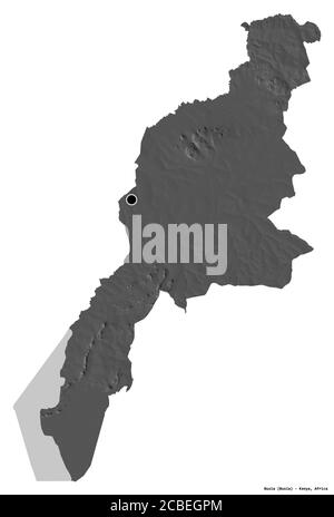 Busia, county of Kenya. Bilevel elevation map with lakes and rivers ...