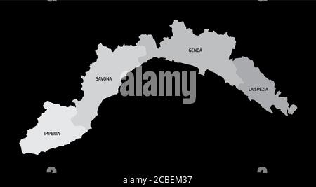 Liguria region map Stock Vector