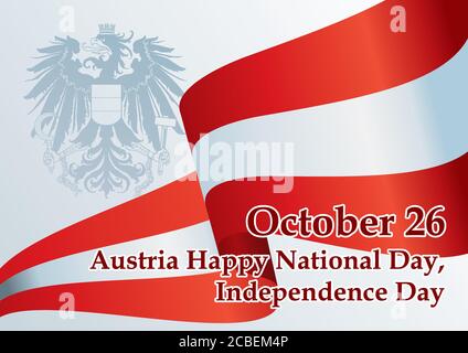 Flag of Austria, Declaration of Neutrality, Austria Independence Day, 26 October. Bright, colorful vector illustration Stock Vector