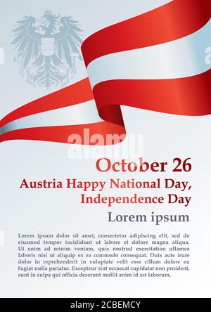 Flag of Austria, Declaration of Neutrality, Austria Independence Day, 26 October. Bright, colorful vector illustration Stock Vector