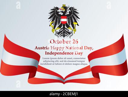 Flag of Austria, Declaration of Neutrality, Austria Independence Day, 26 October. Bright, colorful vector illustration Stock Vector