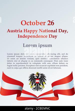 Flag of Austria, Declaration of Neutrality, Austria Independence Day, 26 October. Bright, colorful vector illustration Stock Vector