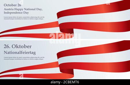 Flag of Austria, Declaration of Neutrality, Austria Independence Day, 26 October. Bright, colorful vector illustration Stock Vector