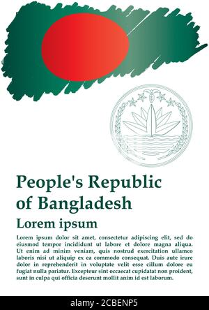 Flag of Bangladesh, People's Republic of Bangladesh. Template for award design, an official document with the flag of Bangladesh. Stock Vector