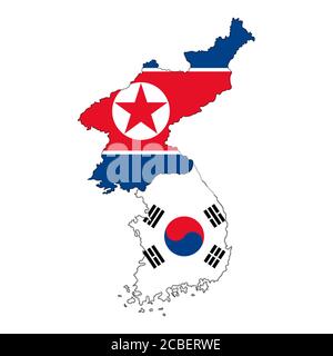 North Korean and South Korean flag Stock Photo