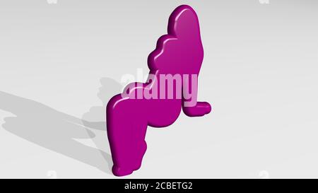 girl 3D icon casting shadow - 3D illustration for beautiful and background Stock Photo