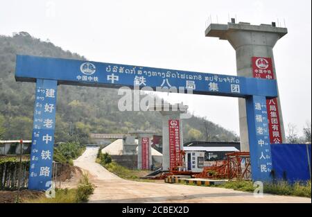 Photo taken March 11, 2020, shows a railway facility under construction in the suburbs of Luang Prabang in Laos. (Kyodo)==Kyodo Photo via Credit: Newscom/Alamy Live News