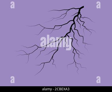 Silhouette Of A Thunder Lightning On A Lilac Background Stock Vector