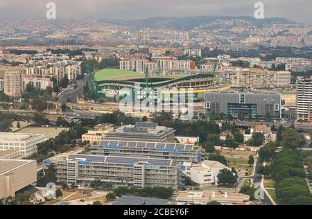 Lisbon, Portugal, 12th August 2020,  Estádio José Alvalade XXI, football stadium at the training session for the quarterfinal UEFA Champions League match final tournament RB LEIPZIG - ATLETICO MADRID  in Season 2019/2020.  © Peter Schatz / Alamy Live News    - UEFA REGULATIONS PROHIBIT ANY USE OF PHOTOGRAPHS as IMAGE SEQUENCES and/or QUASI-VIDEO -  National and international News-Agencies OUT Editorial Use ONLY Stock Photo