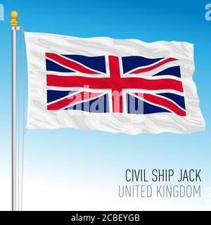 Jack flag used in the British civilian navy at the bow of the ship, United Kingdom, vector illustration Stock Vector