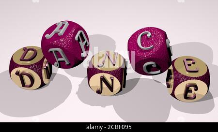 DANCE text by dancing dice letters - 3D illustration for background and beautiful Stock Photo