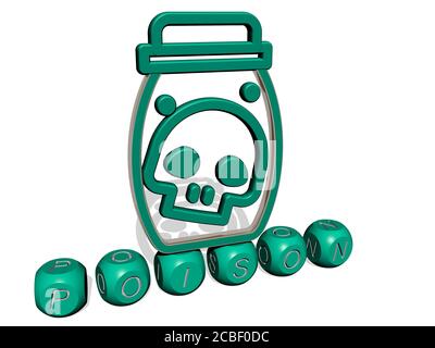 poison cubic letters with 3D icon on the top - 3D illustration for background and danger Stock Photo