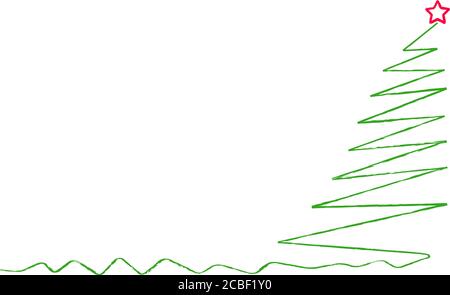 abstract christmas tree, xmas decoration, isolated on white, line art vector Stock Vector