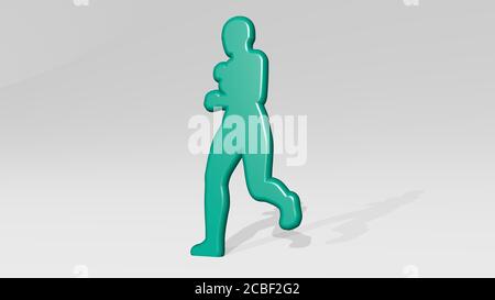 girl 3D icon casting shadow - 3D illustration for beautiful and background Stock Photo