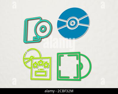 dvd 4 icons set - 3D illustration for background and digital Stock Photo