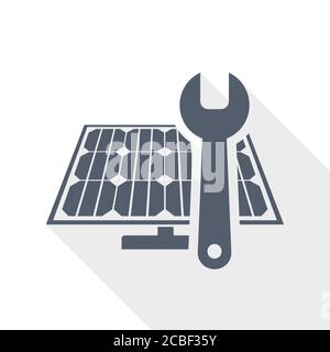 Solar panel installation icon with a wrench vector Stock Vector Image ...