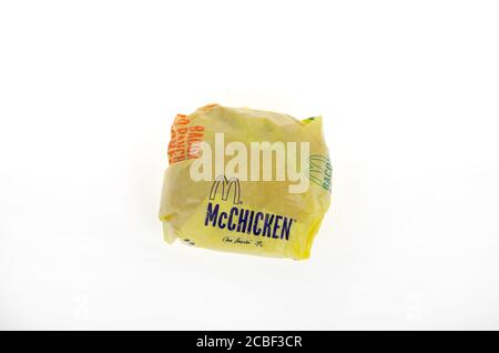 McDonald’s McChicken Chicken Sandwich in wrapper Stock Photo