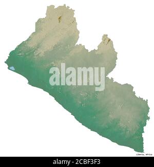 Shape of Liberia with its capital isolated on a solid color background ...
