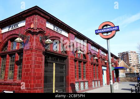 London, United Kingdom, Mar 11, 2011: London Underground tube train station at Kilburn Park on the Bakerloo which helps make the city a popular travel Stock Photo