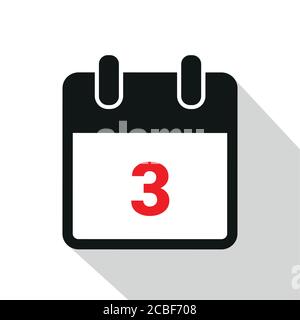 simple calendar icon 3 on white background vector illustration EPS10 Stock Vector