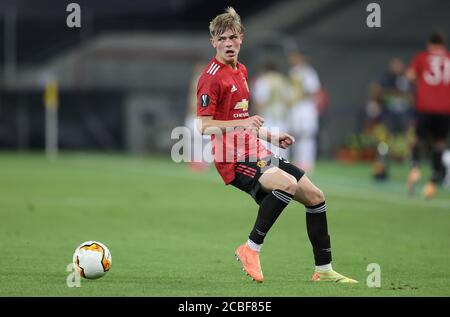 Brandon Williams, individual action sport: Soccer: EL, Europa League, season 19/20, quarter finals, 10.08.2020 Manchester United - FC Copenhagen Photo: Jvºrgen Fromme/firosportphoto/POOL. | usage worldwide Stock Photo