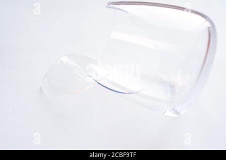 Broken glass. A piece of glass. No people, top view. Stock Photo