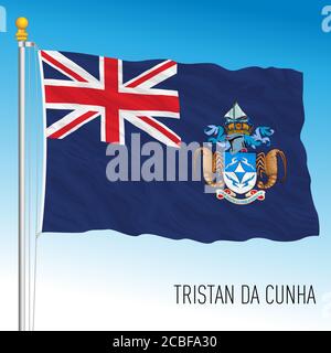 Tristan da Cunha british territory, official flag and seal, vector illustration Stock Vector