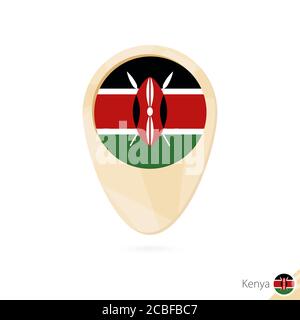 Map pointer with flag of Kenya. Orange abstract map icon. Vector Illustration. Stock Vector