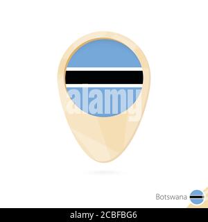 Map pointer with flag of Botswana. Orange abstract map icon. Vector Illustration. Stock Vector