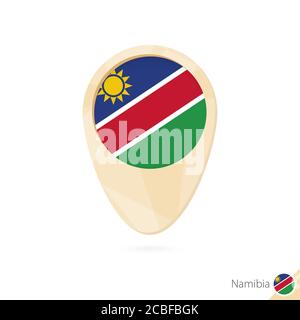 Map pointer with flag of Namibia. Orange abstract map icon. Vector Illustration. Stock Vector
