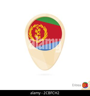 Map pointer with flag of Eritrea. Orange abstract map icon. Vector Illustration. Stock Vector