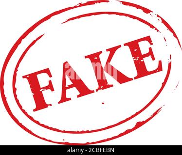 Red rubber stamp and text Fake News. Vector Illustration and banner. Stock Vector
