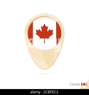 Map pointer with flag of Canada. Orange abstract map icon. Vector Illustration. Stock Vector