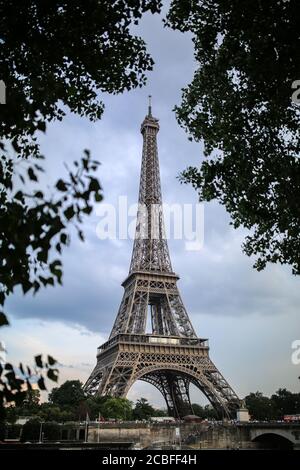 The Eiffel Tower Through Some Trees Stock Photo