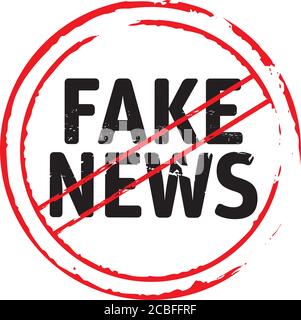 Red rubber stamp and text Fake News. Vector Illustration and banner. Stock Vector