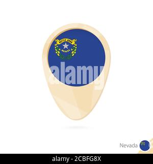 Map pointer with flag of Nevada. Orange abstract map icon. Vector Illustration. Stock Vector