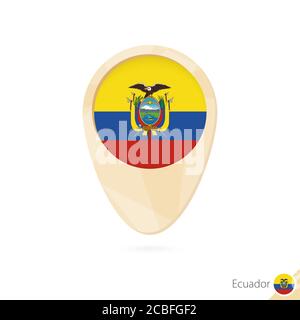 Map pointer with flag of Ecuador. Orange abstract map icon. Vector Illustration. Stock Vector