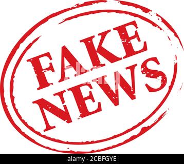 Red rubber stamp and text Fake News. Vector Illustration and banner. Stock Vector