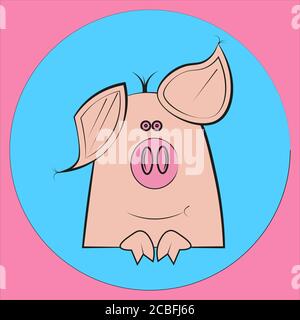 Cute Pink Piggy vector on a white background Stock Vector