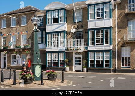 Swan Hotel Southwold, view in summer of the Swan Hotel in Southwold High Street, Suffolk, East Anglia, England, UK Stock Photo