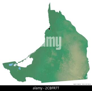 Shape of Campeche, state of Mexico, with its capital isolated on white background. Topographic relief map. 3D rendering Stock Photo