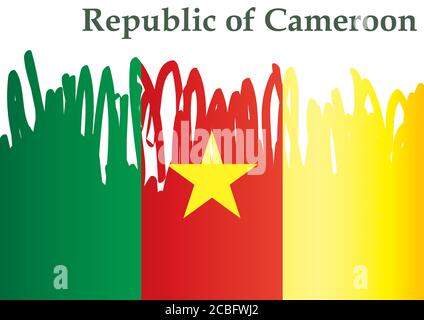 Flag of Cameroon, Republic of Cameroon. Template for award design, an official document with the flag of Cameroon. Stock Vector