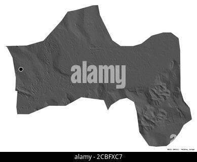 Shape of Bălţi, city of Moldova, with its capital isolated on white background. Bilevel elevation map. 3D rendering Stock Photo