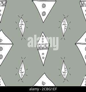 circles in diamonds Doodle Pattern Filled Diamond shape Seamless pattern Vector hand drawn illustration surface design Stock Vector