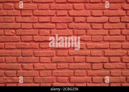 Front View of Persian Red Colored Old Brick Wall for Background, Texture or Pattern Stock Photo