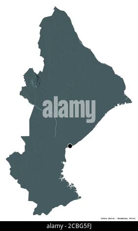 Shape of Sofala, province of Mozambique, with its capital isolated on a ...