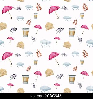 Beautiful card with various patterns, painted with watercolor Stock Photo