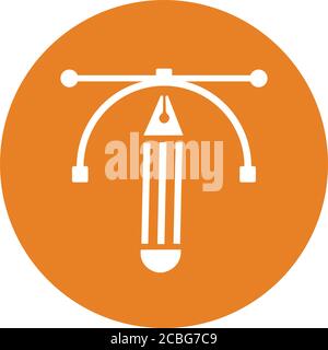 Pen Tool icon in outline style design vector, illustration symbol with ...